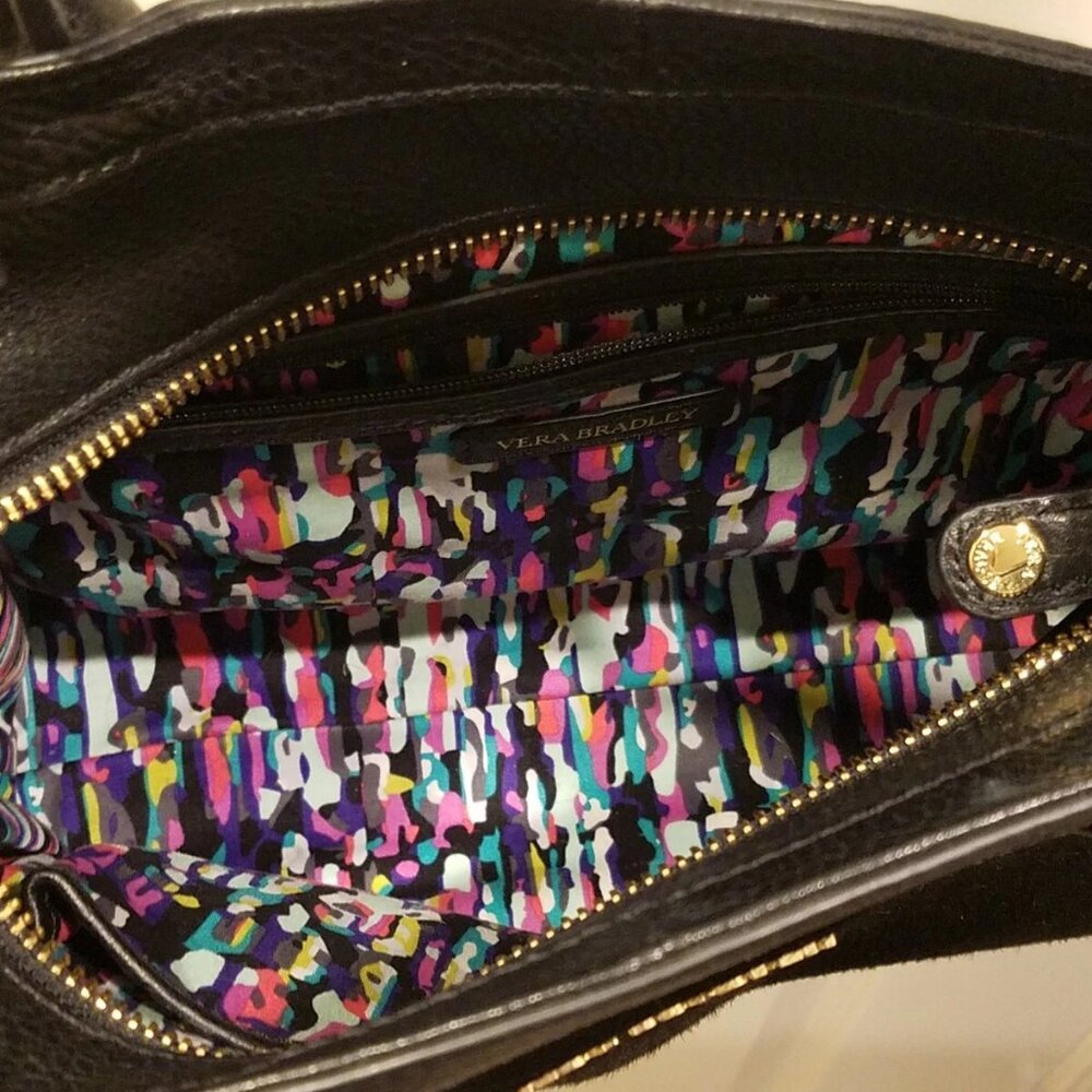 VERA BRADLEY Natalie -Leather and Calf Hair- Limited Edition Handbag Purse Black - Picture 9 of 9